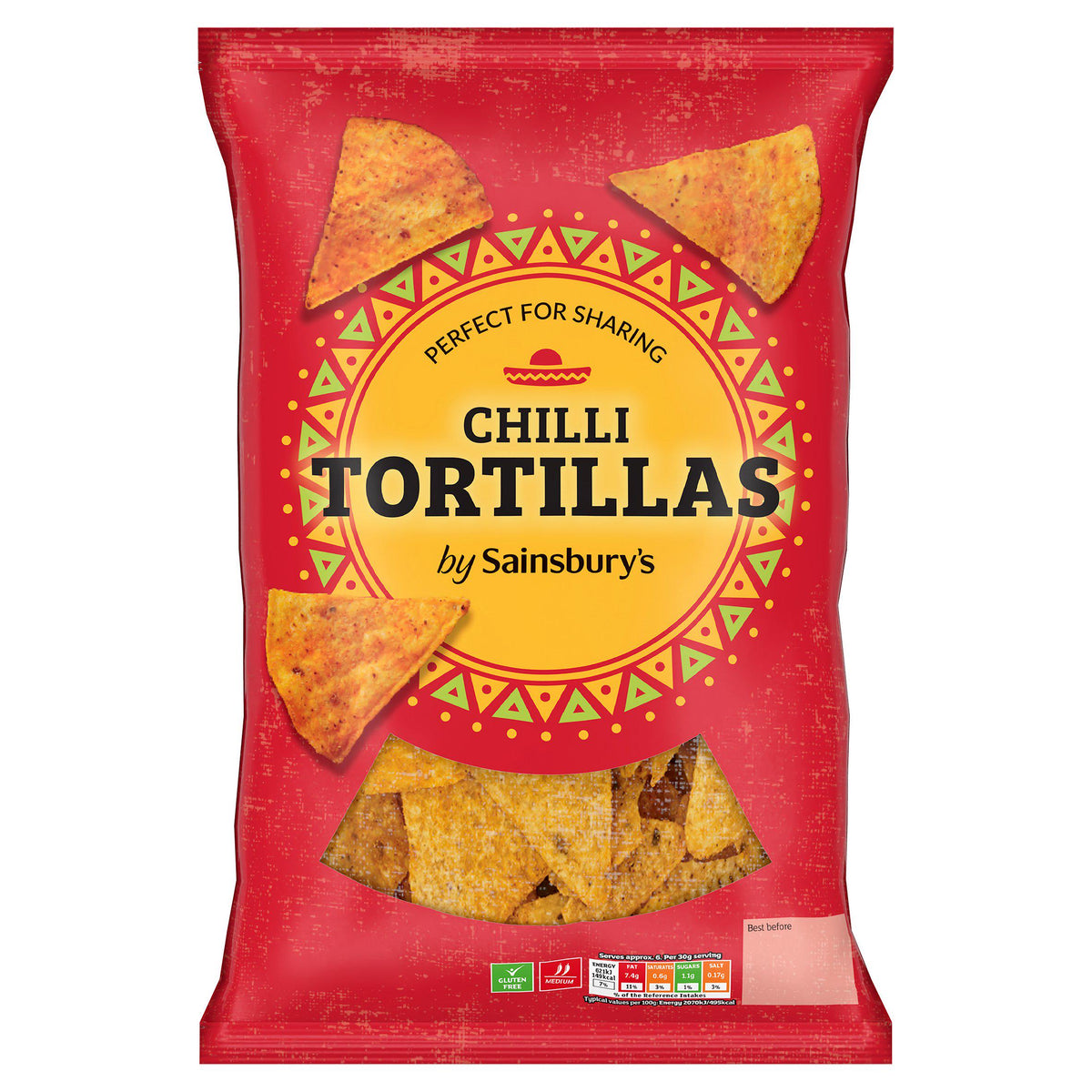 Sainsbury's chilli tortilla chips 200g (British brand)
