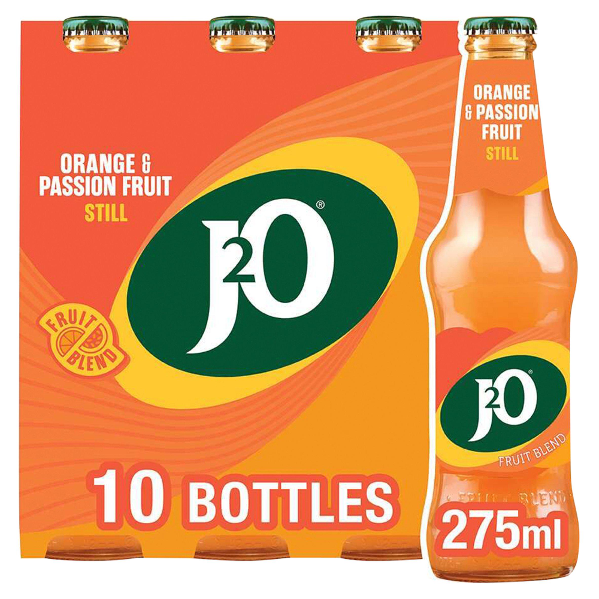 J2O Orange & Passion Fruit soft drink 10x275ml (British brand)