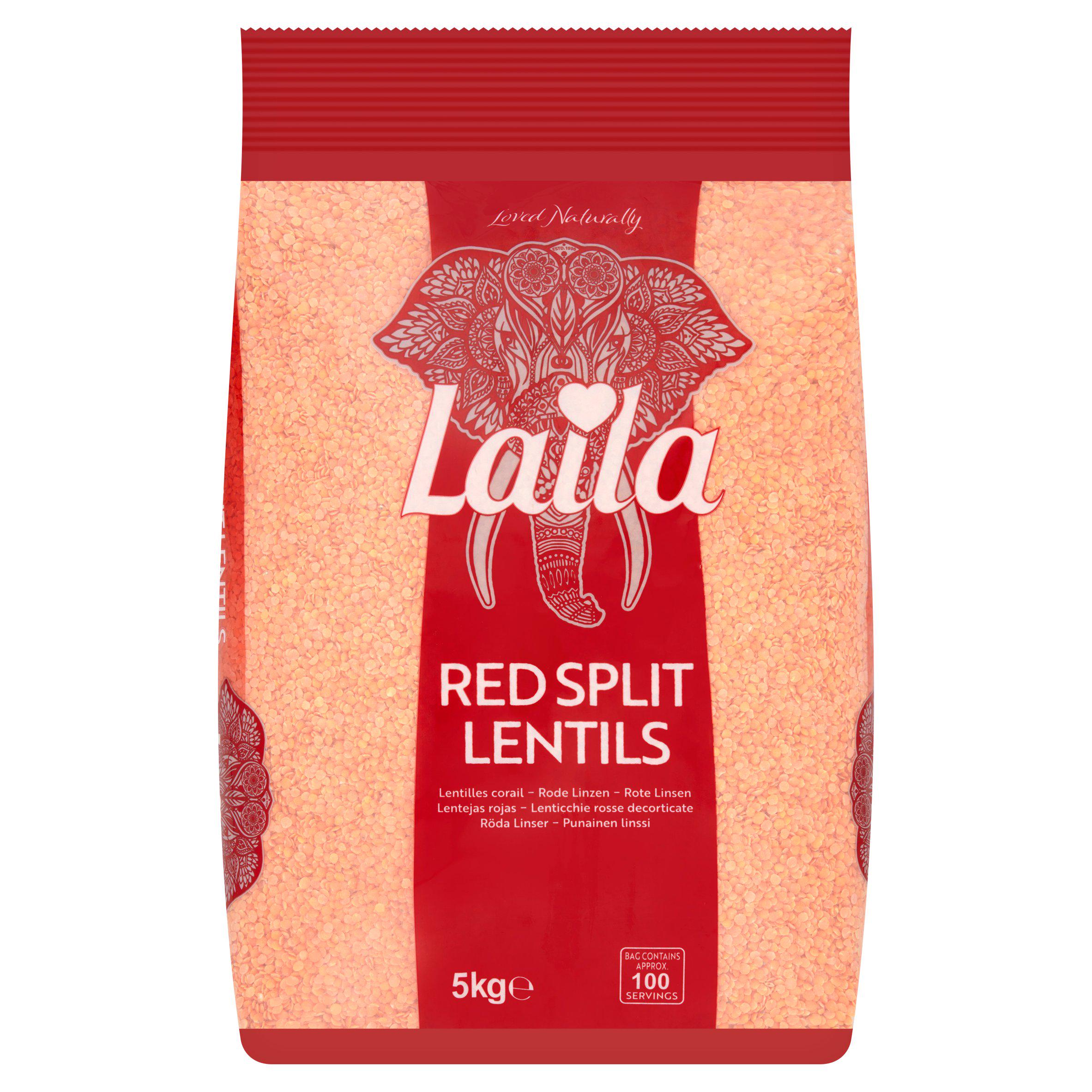 Laila Red Split Lentils 5kg, imported from the UK
