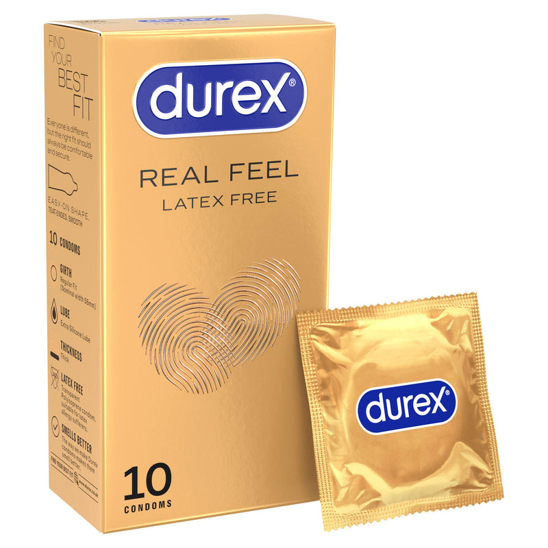 Durex Real Feel latex free condoms 10 pack, imported from the UK