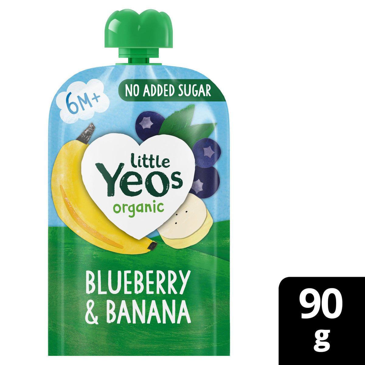 Yeo Valley Little Yeos organic blueberry banana baby yogurt pouch 90g, UK version