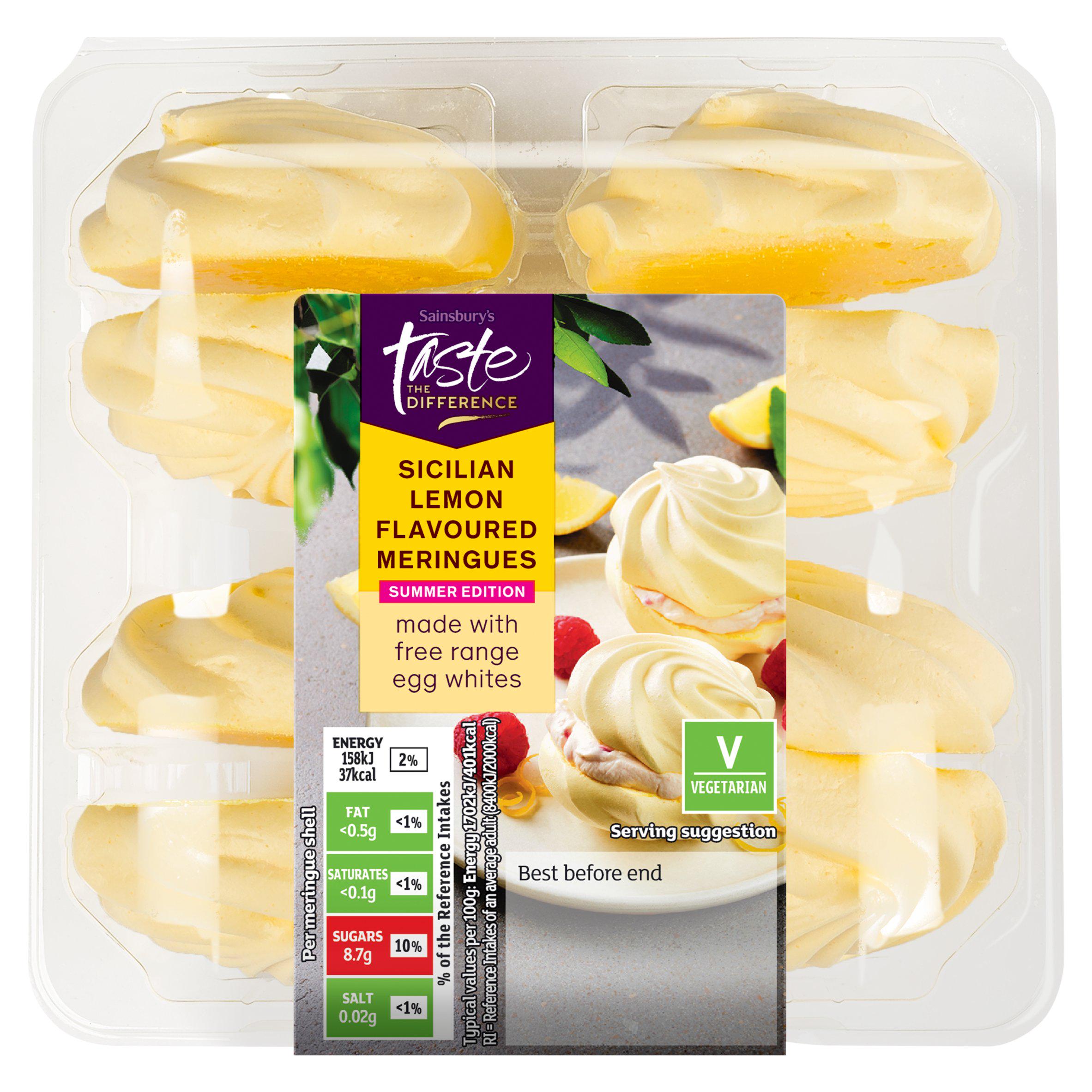 Sicilian Lemon Flavoured Meringue Shells, Summer Edition, Pack of 8