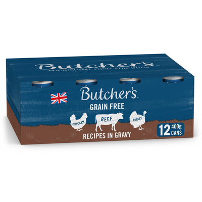 Sainsburys Butcher's Recipes In Gravy Wet Dog Food Tins 12 x 400g- Buy online at McGrocer