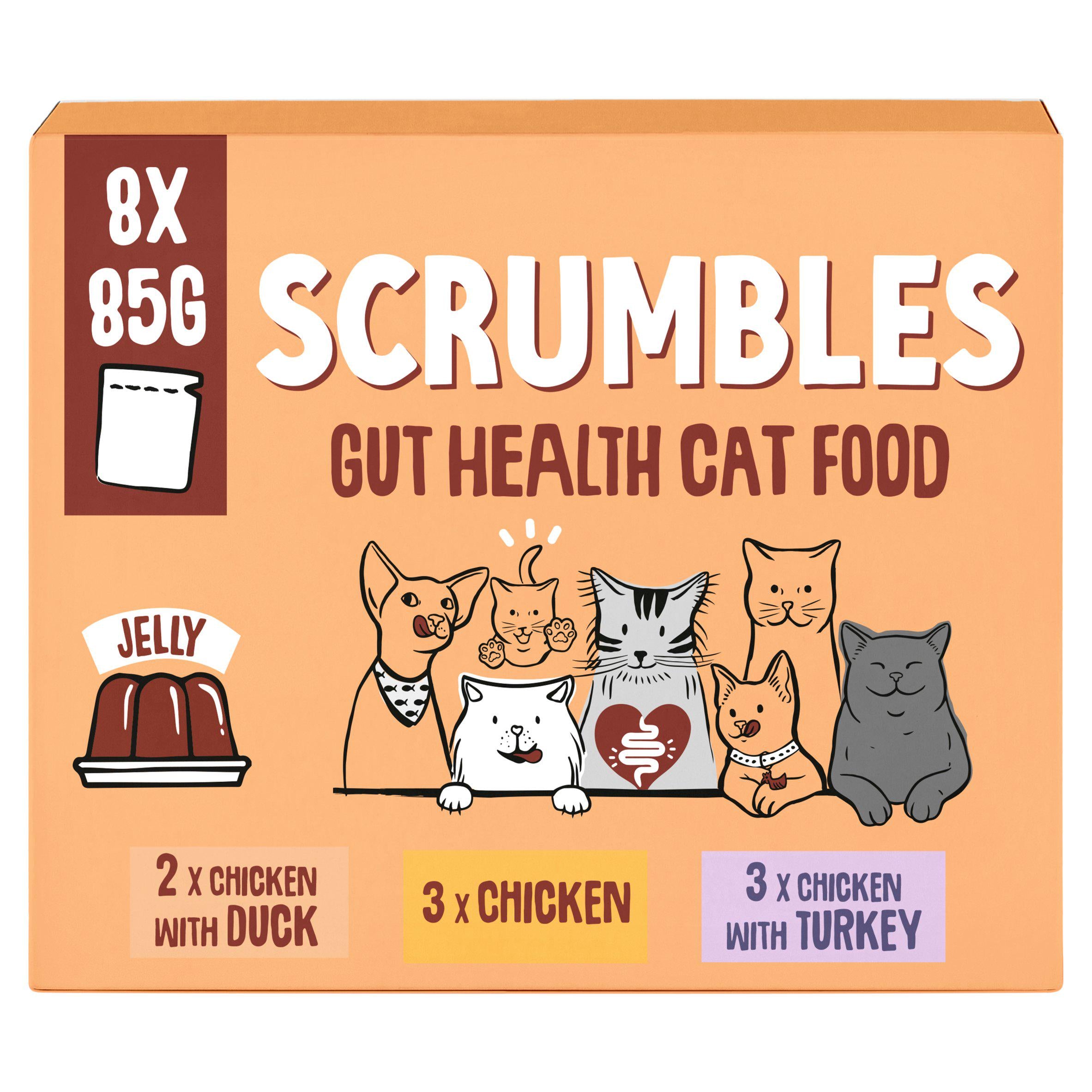 Scrumbles jelly wet cat food 8x85g (British brand)