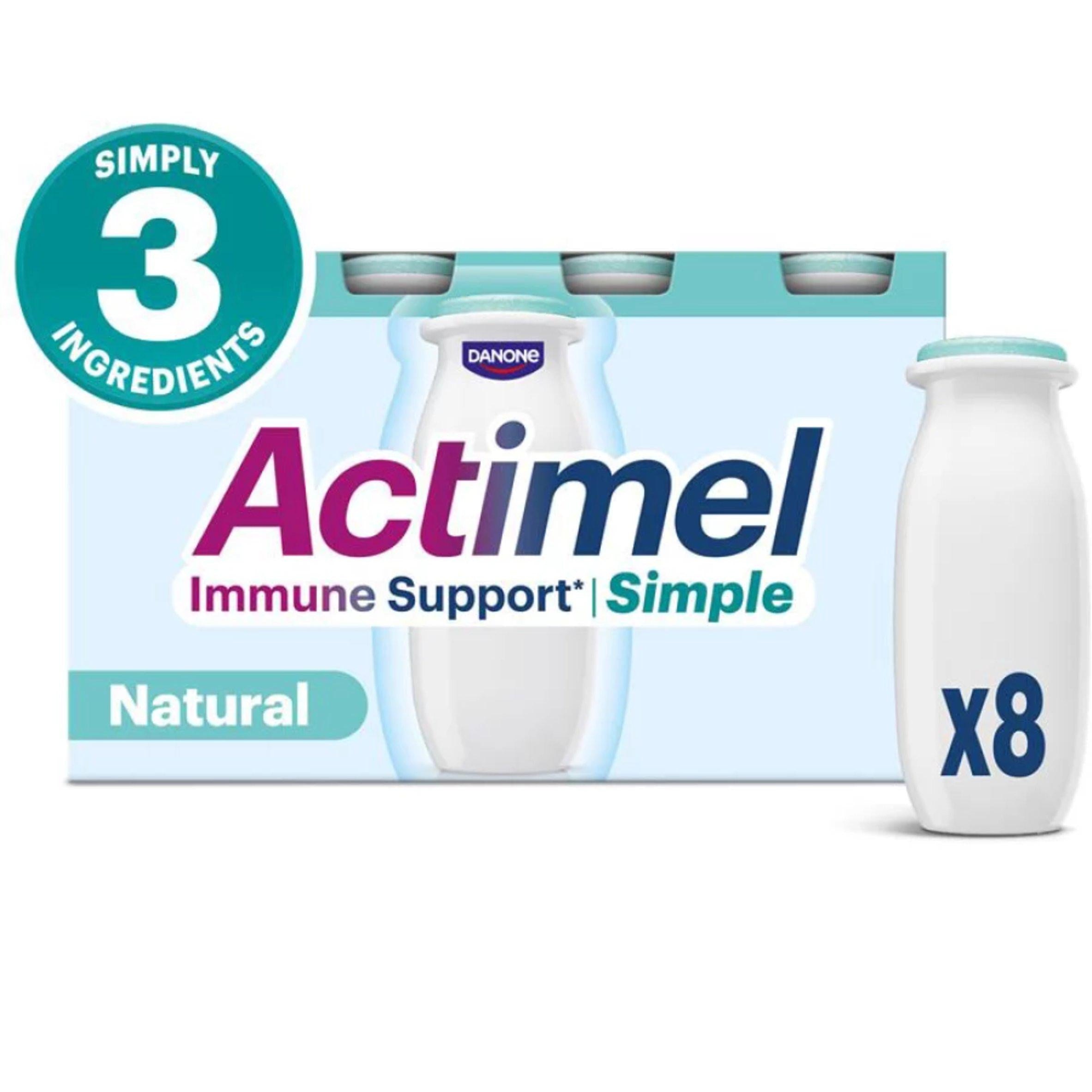 Actimel Simple natural yoghurt drink 8x100g, imported from the UK