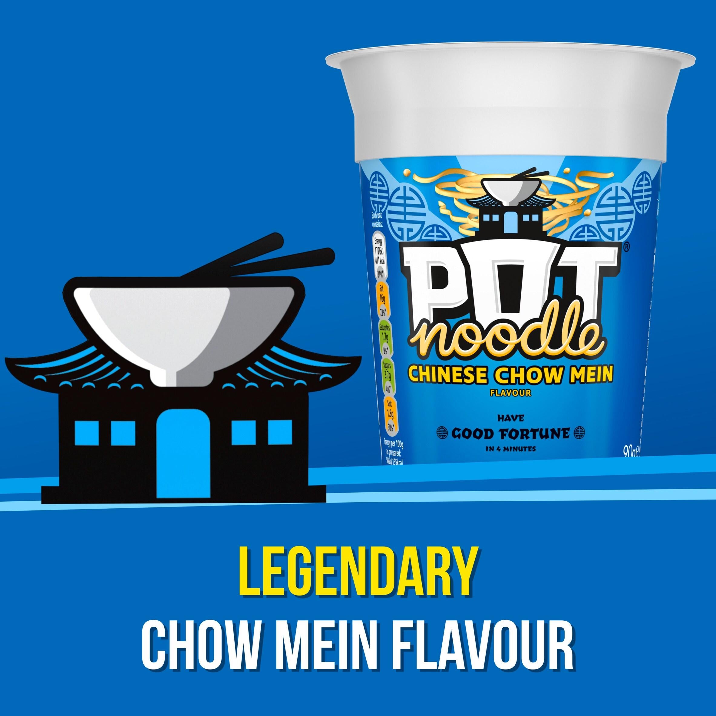 Pot Noodle Chinese Chow Mein Noodles 90g, imported from the UK
