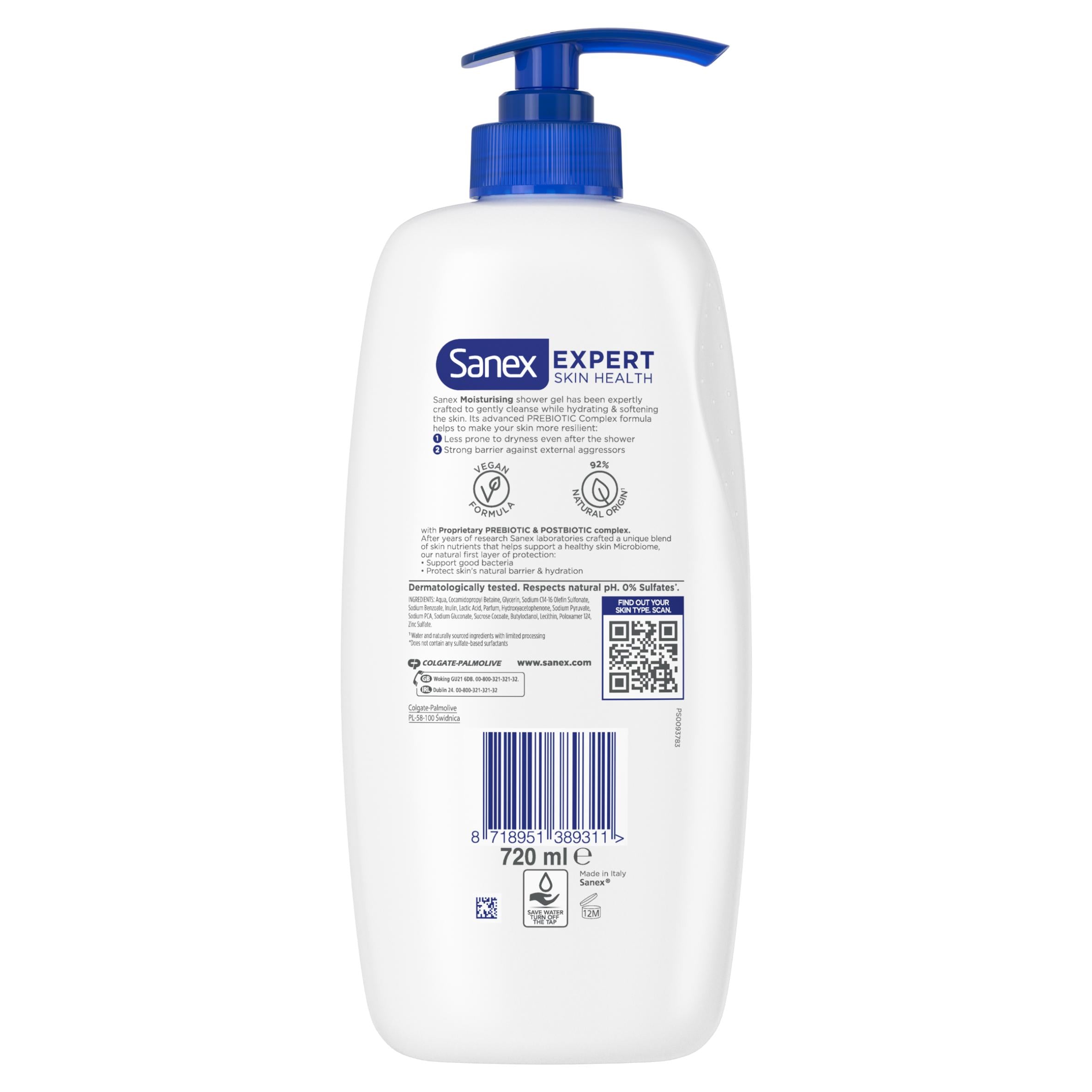 Sanex Expert Skin Health moisturising shower gel 720ml (British brand)