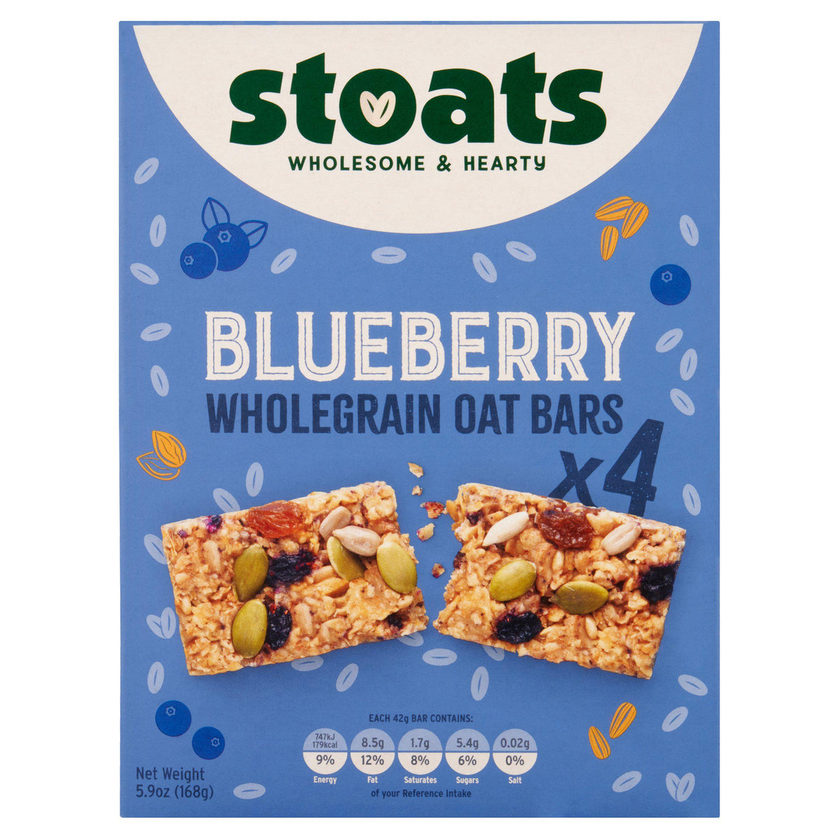 Stoats Blueberry & Honey Porridge Oat Bars 4x42g