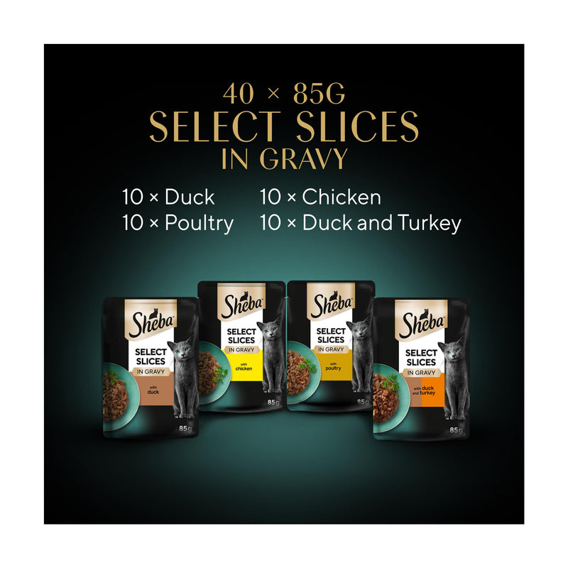 Sheba Select Slices poultry selection 40 pouches, imported from the UK