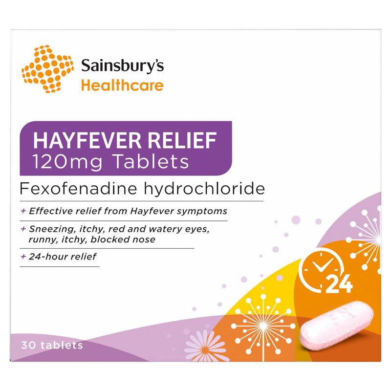 Sainsbury's hayfever relief tablets Fexofenadine 120mg 30 tablets (British brand)