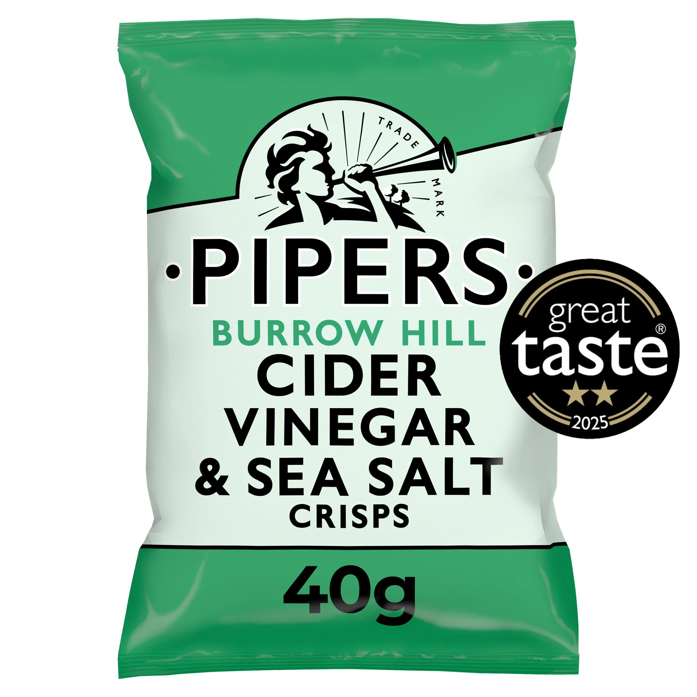 Pipers Burrow Hill cider vinegar sea salt crisps 40g - British product