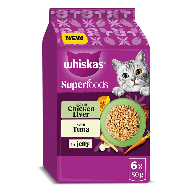 Whiskas Superfoods wet cat food pouches 6x50g mixed selection (British brand)