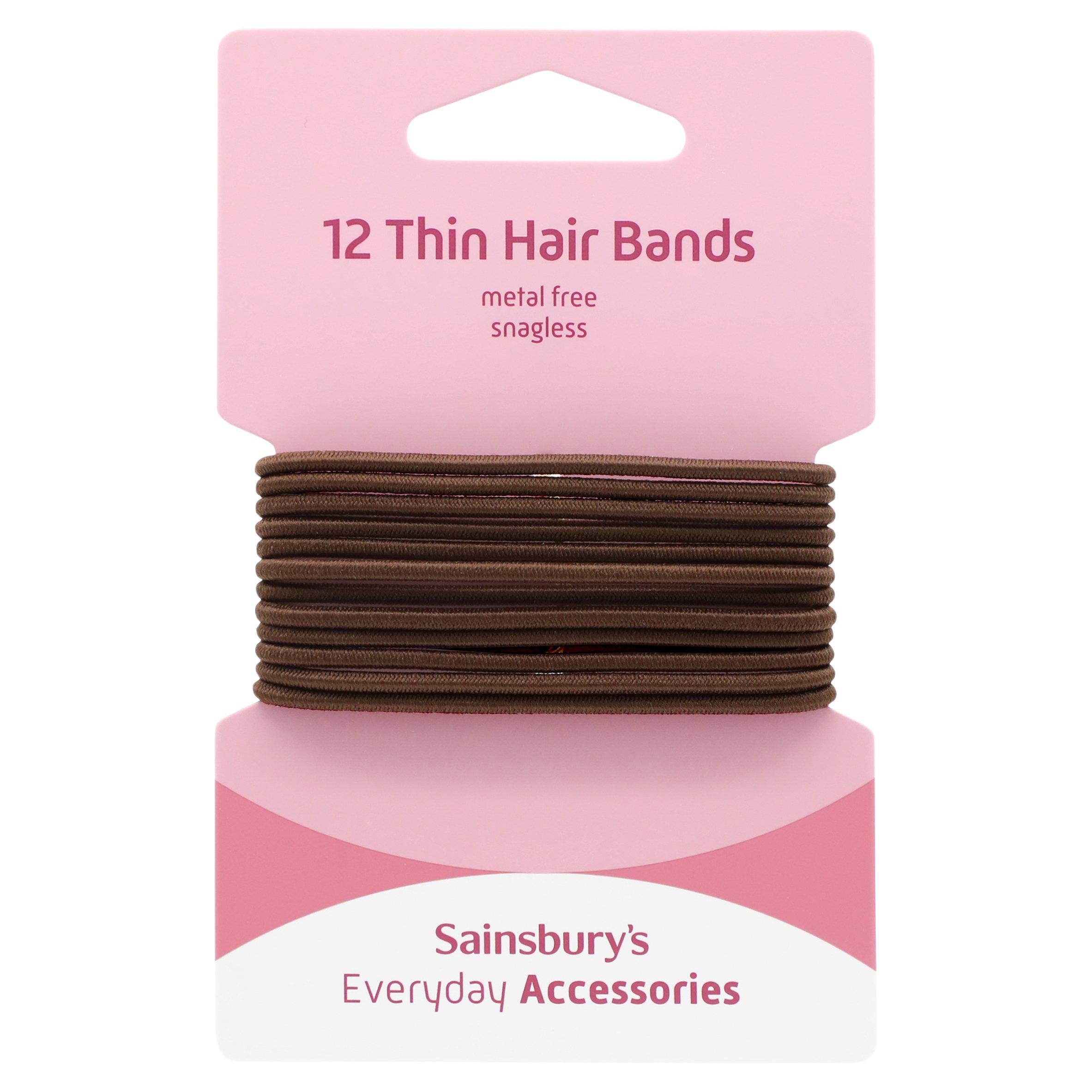Sainsbury's hair bands thin brown x12, imported from the UK
