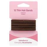 Sainsbury's hair bands thin brown x12, imported from the UK