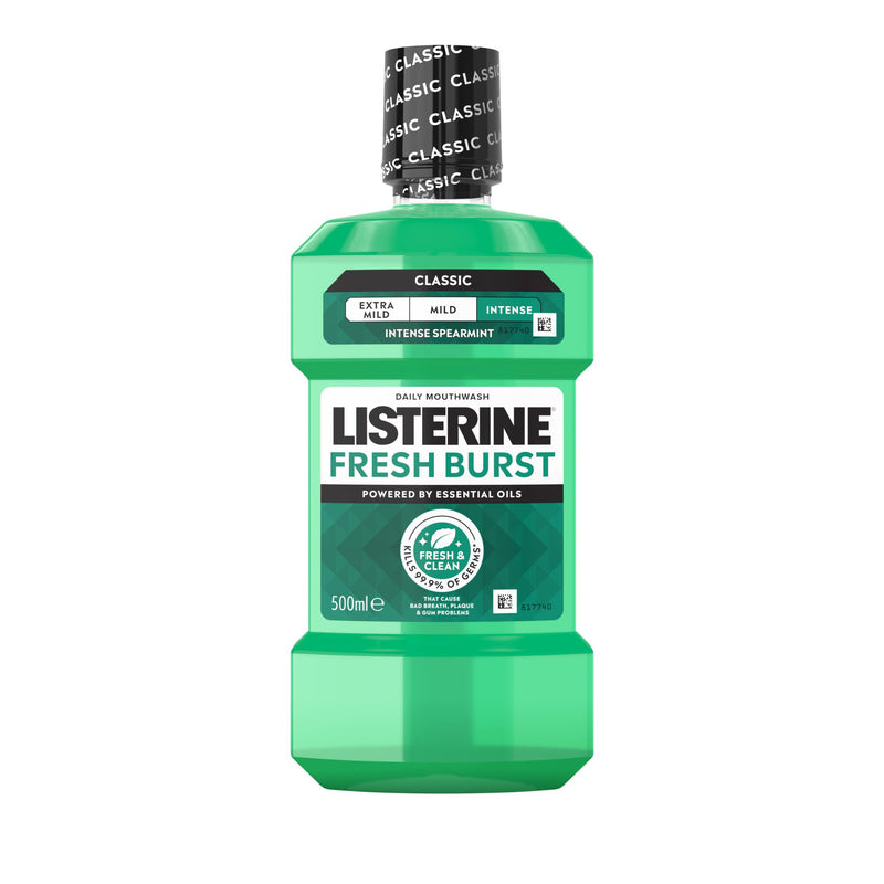 Listerine Fresh Burst antibacterial mouthwash 500ml, UK version