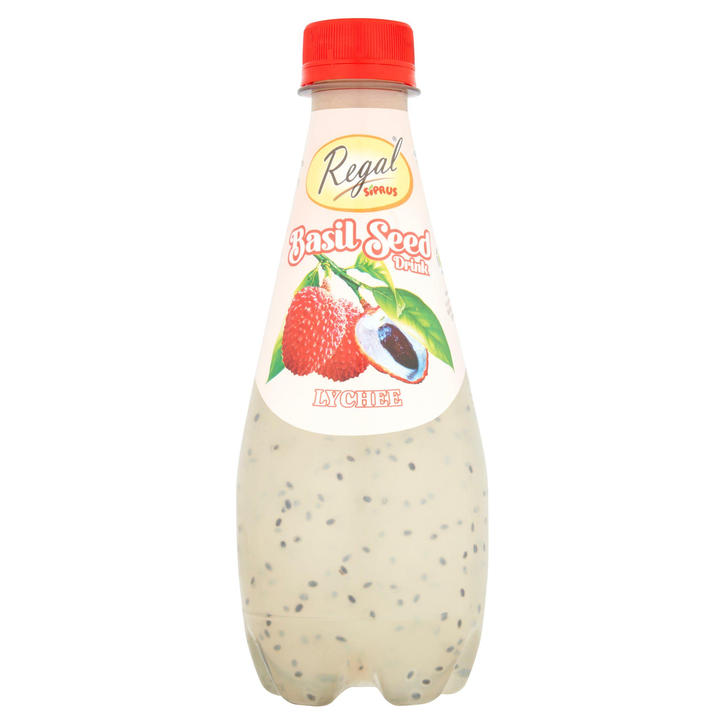 Regal Basil Seed Drink Lychee 320ml, imported from the UK