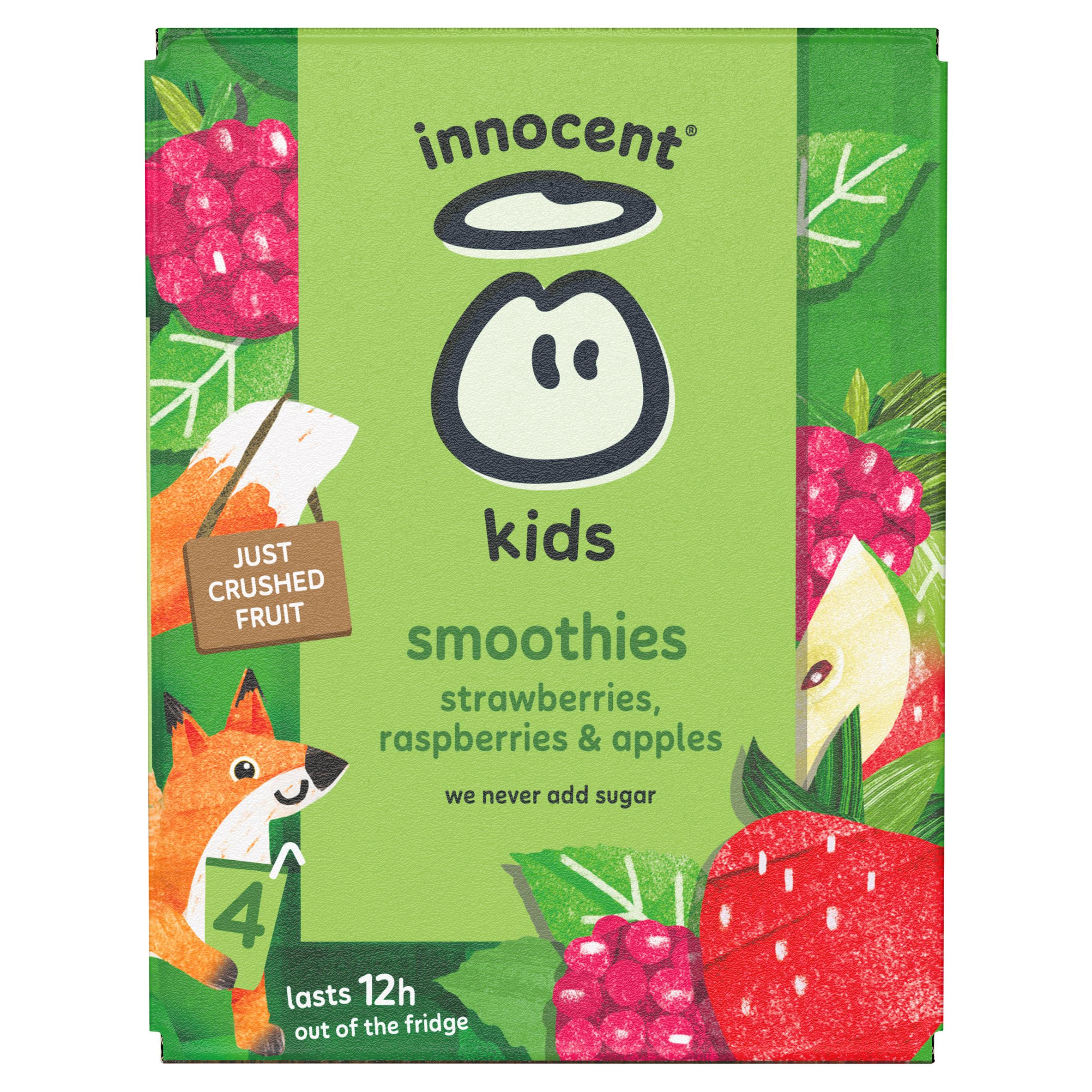 Innocent kids smoothie strawberries raspberries apples 4x150ml (British brand)