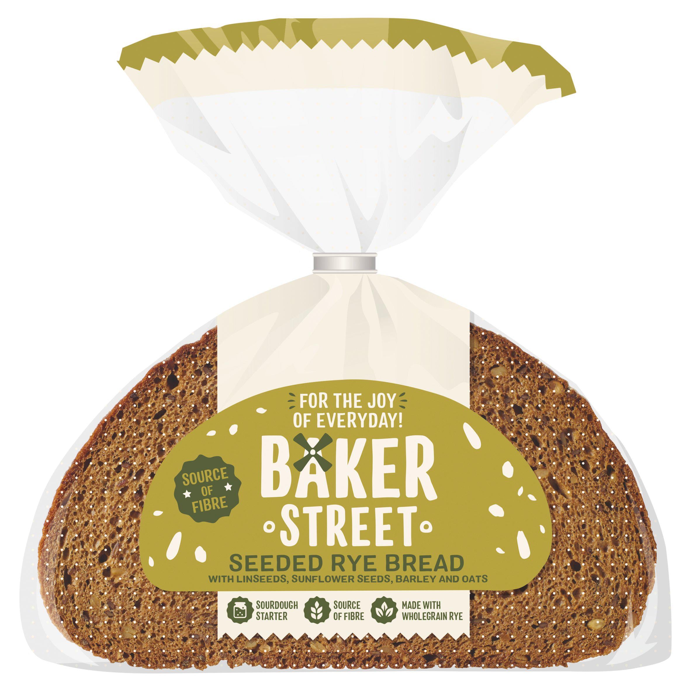 Baker Street seeded rye bread sliced 500g - British product