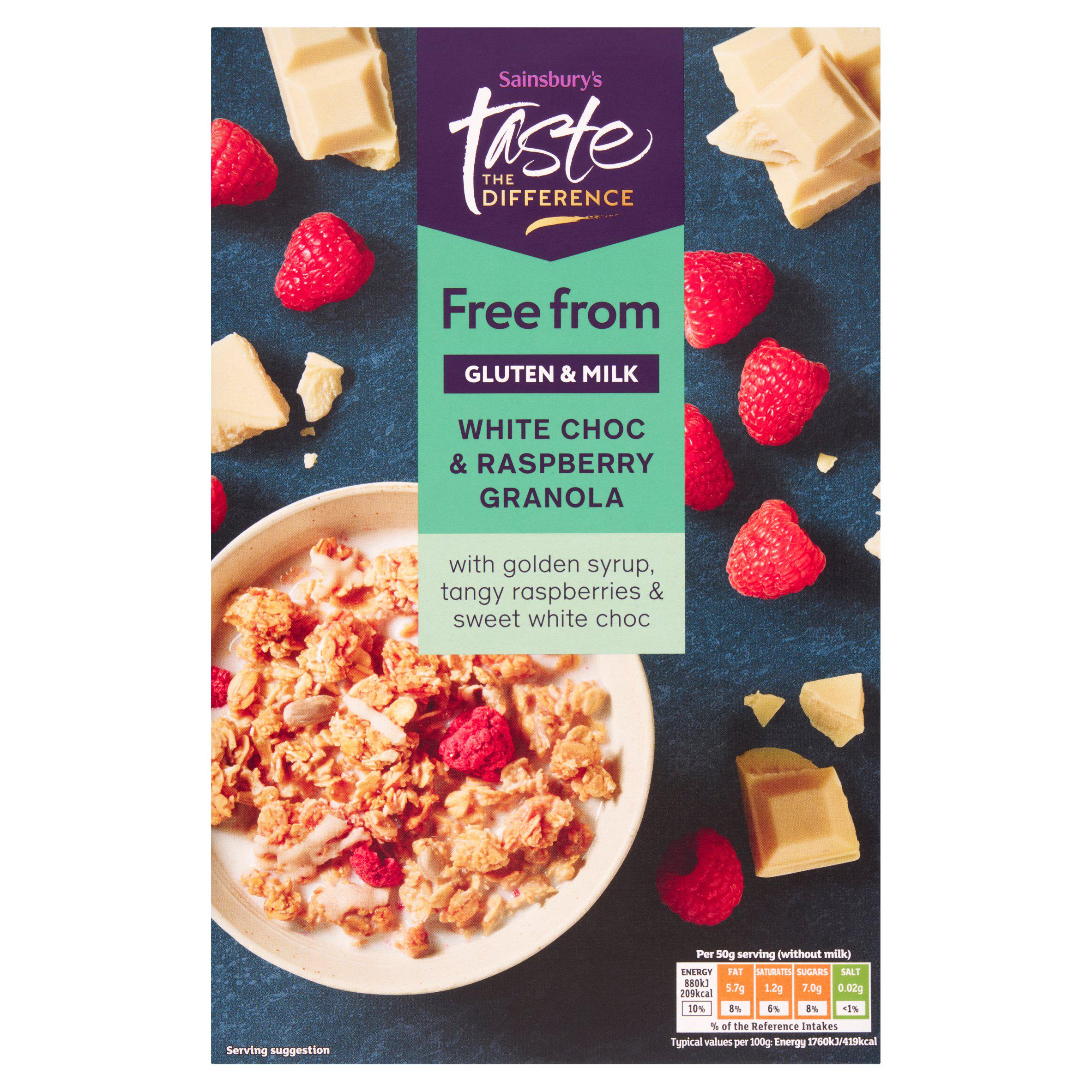 Sainsbury's granola white chocolate and raspberry 350g, UK version
