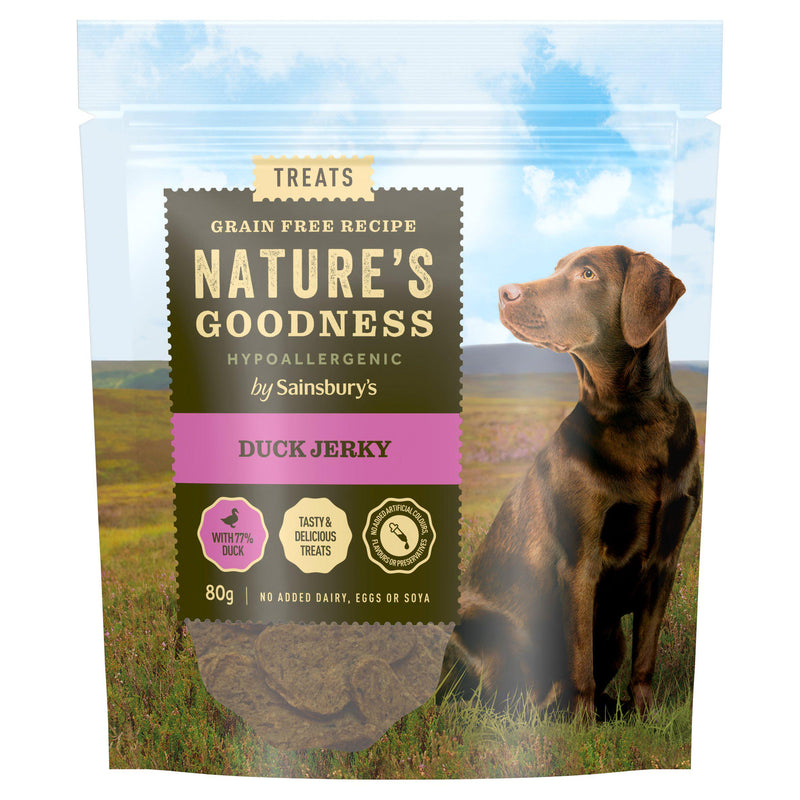 Sainsbury's Nature's Goodness duck jerky dog treats 80g, UK version