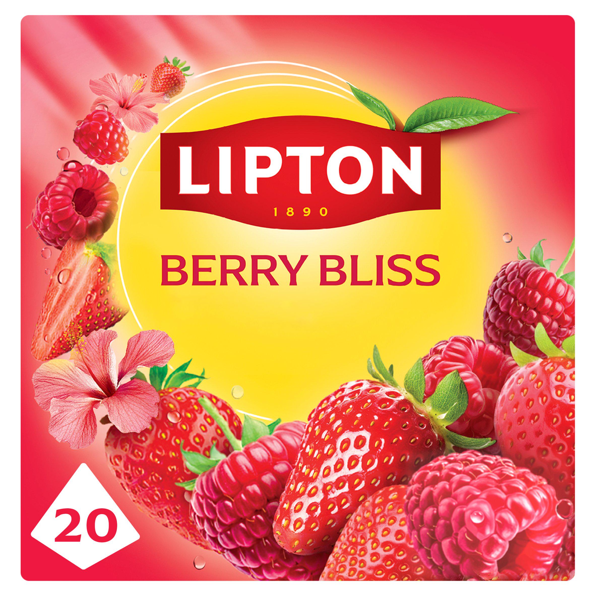 Lipton Berry Bliss herbal tea bags 20 x 2.1g, imported from the UK