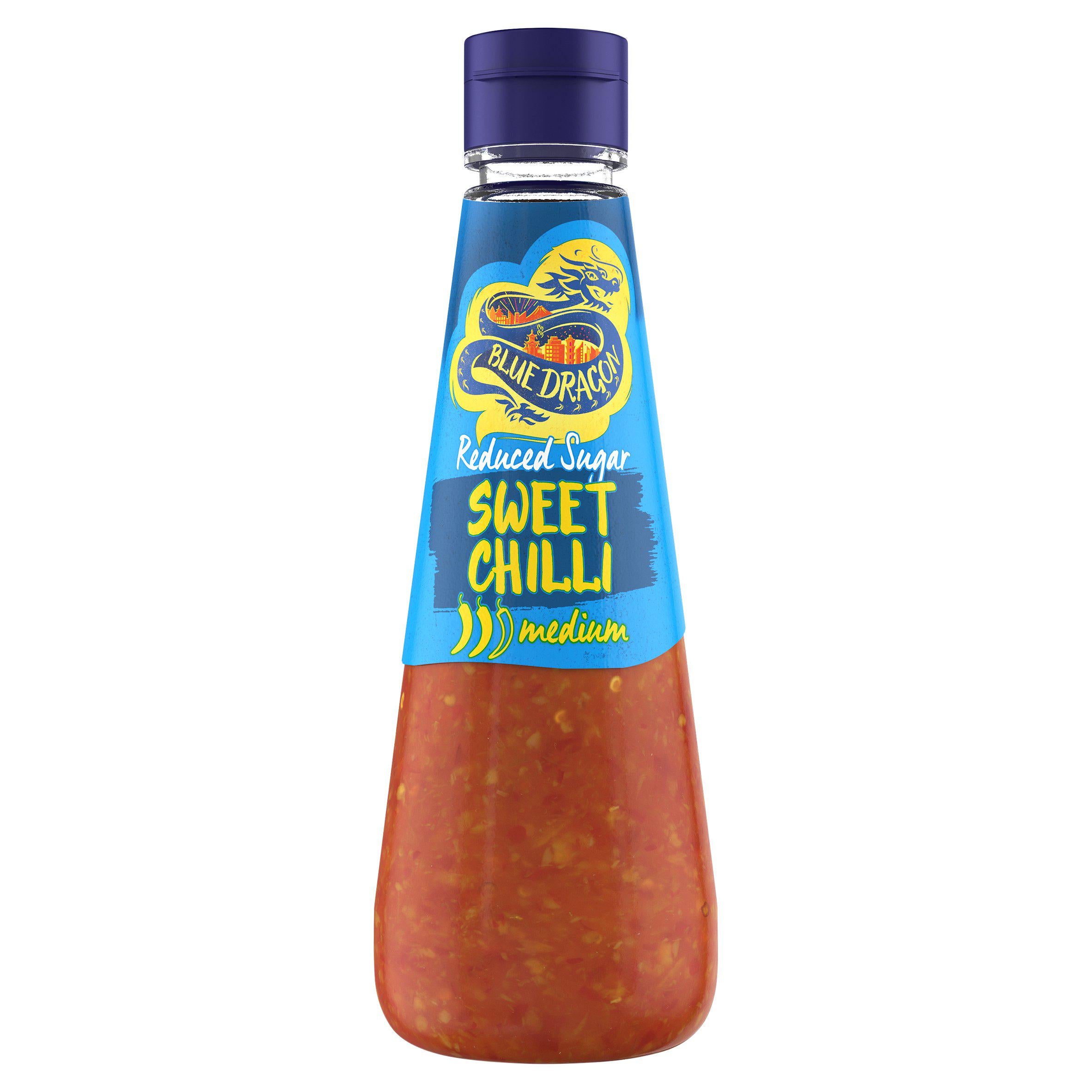 Blue Dragon reduced sugar sweet chilli sauce 250ml, UK version