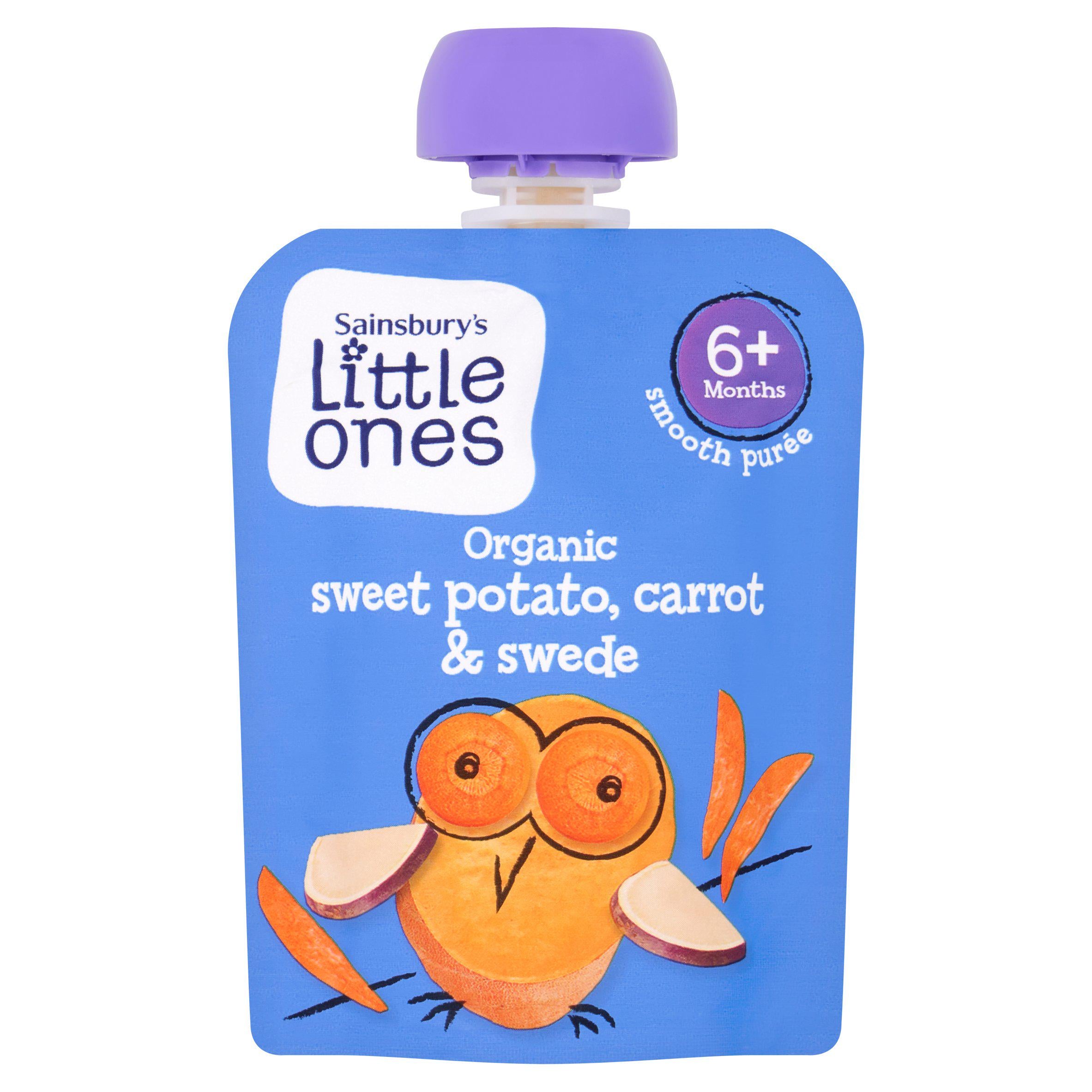 Sainsbury's Little Ones organic puree sweet potato carrot swede 70g, imported from the UK