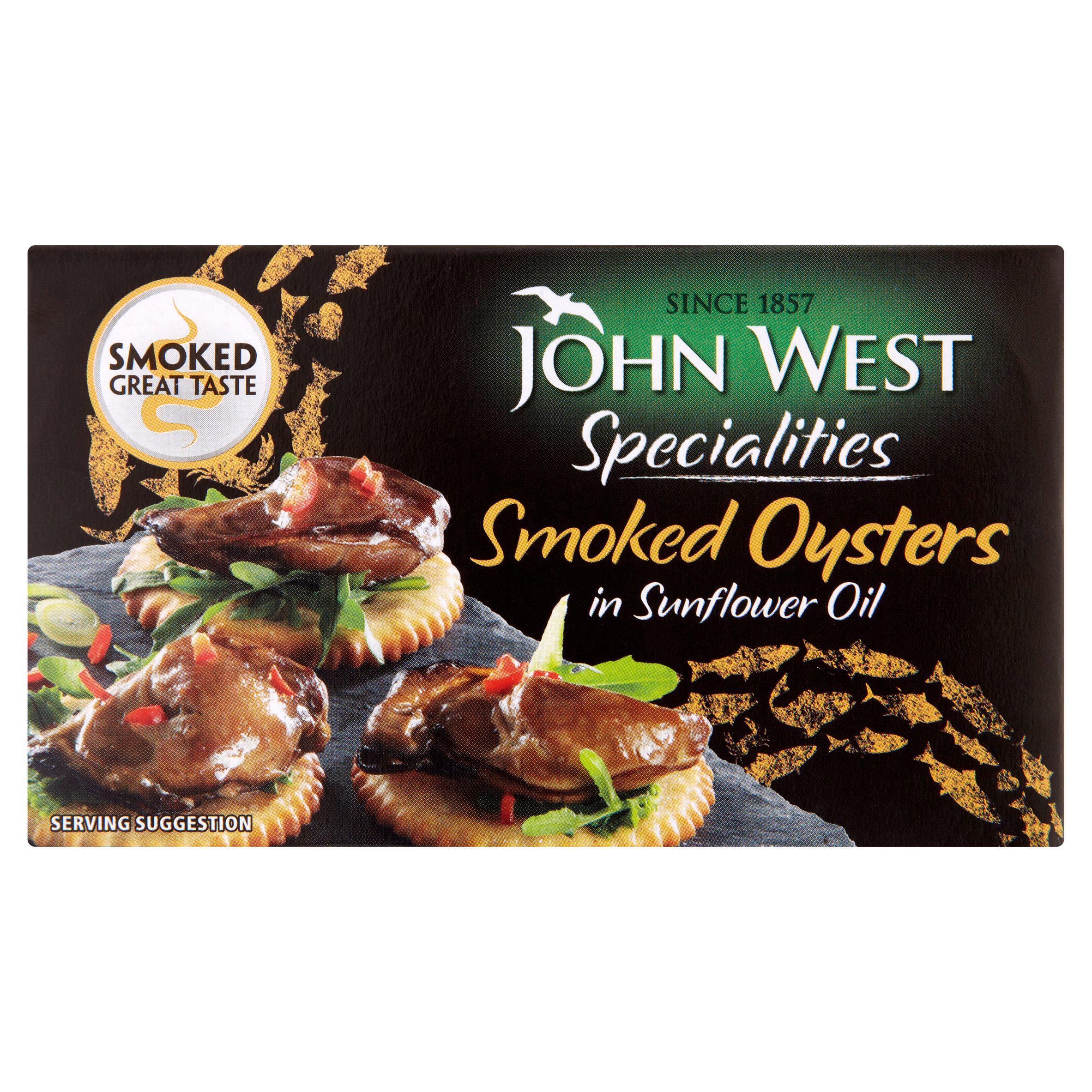 John West smoked oysters in sunflower oil 85g, UK version