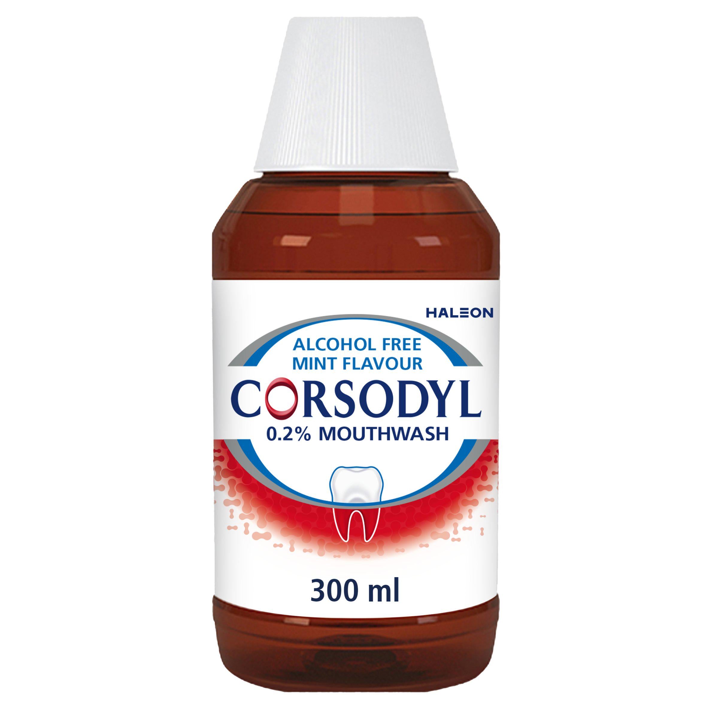 Corsodyl medicated antibacterial mouthwash 300ml, imported from the UK