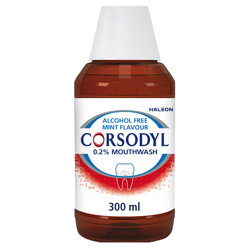 Corsodyl medicated antibacterial mouthwash 300ml, imported from the UK