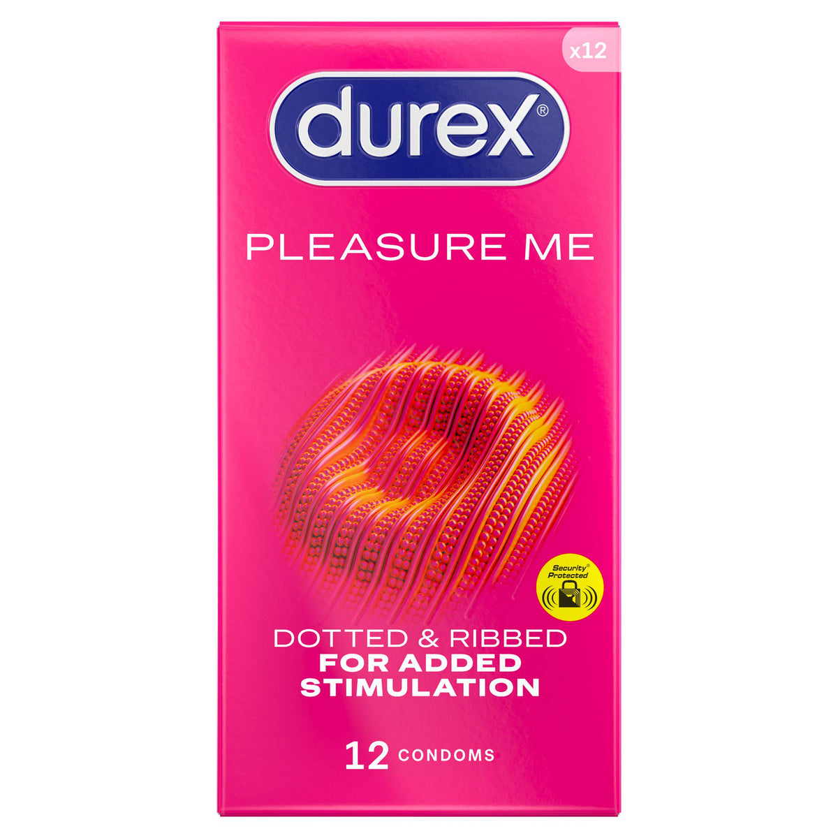 Durex Pleasure Me ribbed dotted condoms x12, imported from the UK