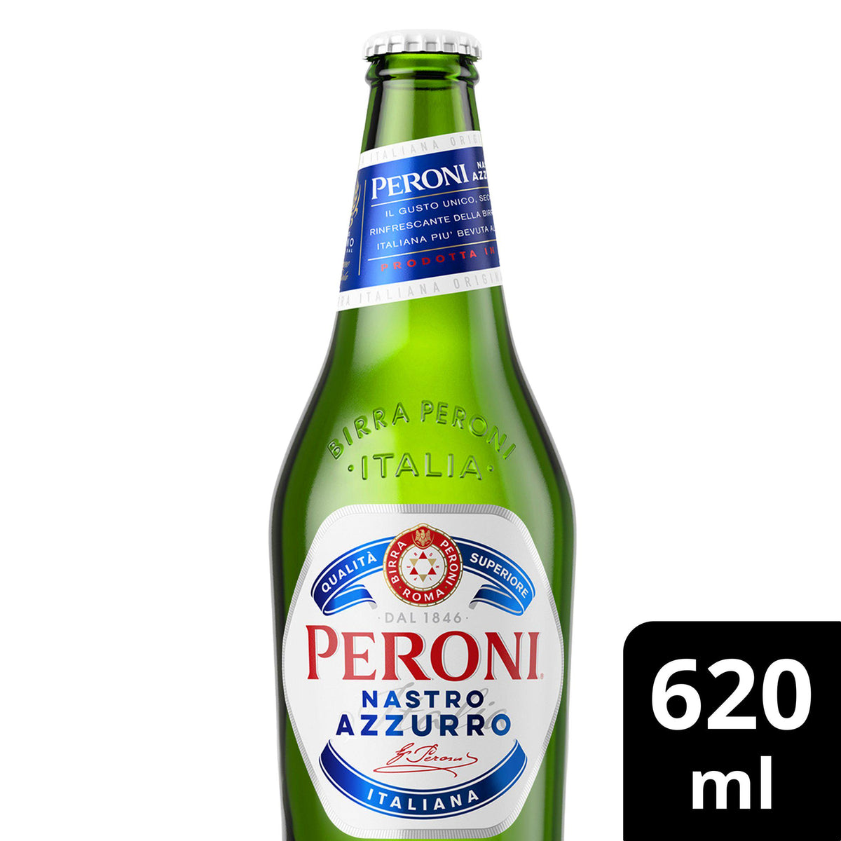 Peroni Nastro Azzurro Italian lager beer 620ml, UK version