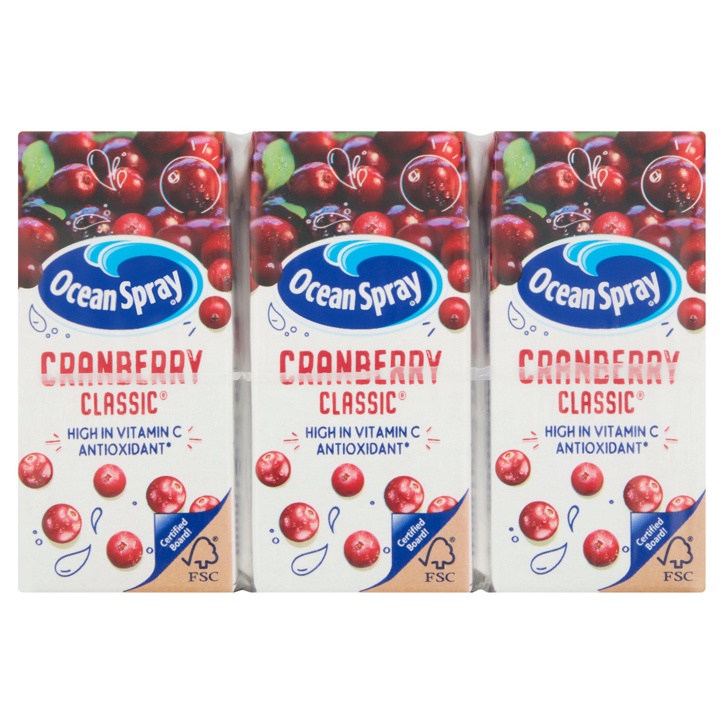 Ocean Spray Cranberry Juice Drink 3x200ml, imported from the UK