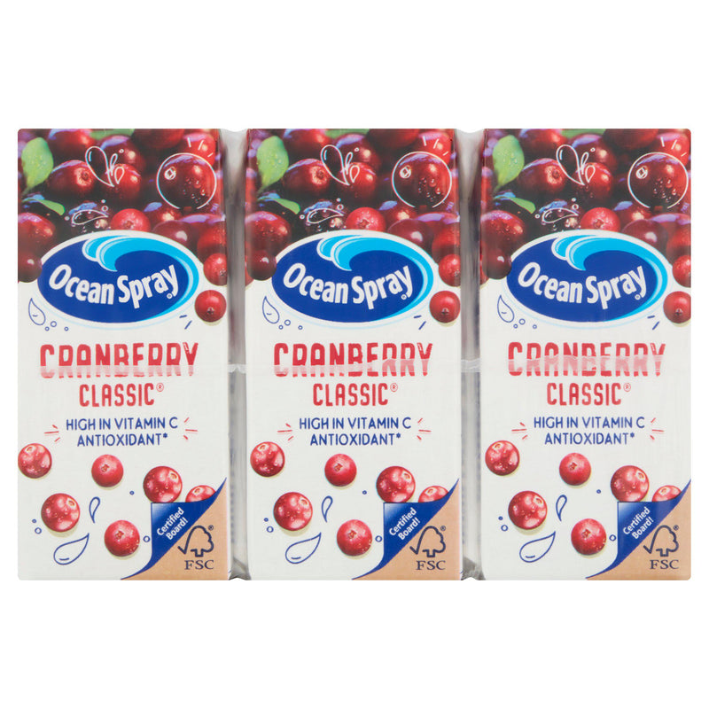 Ocean Spray Cranberry Juice Drink 3x200ml, imported from the UK