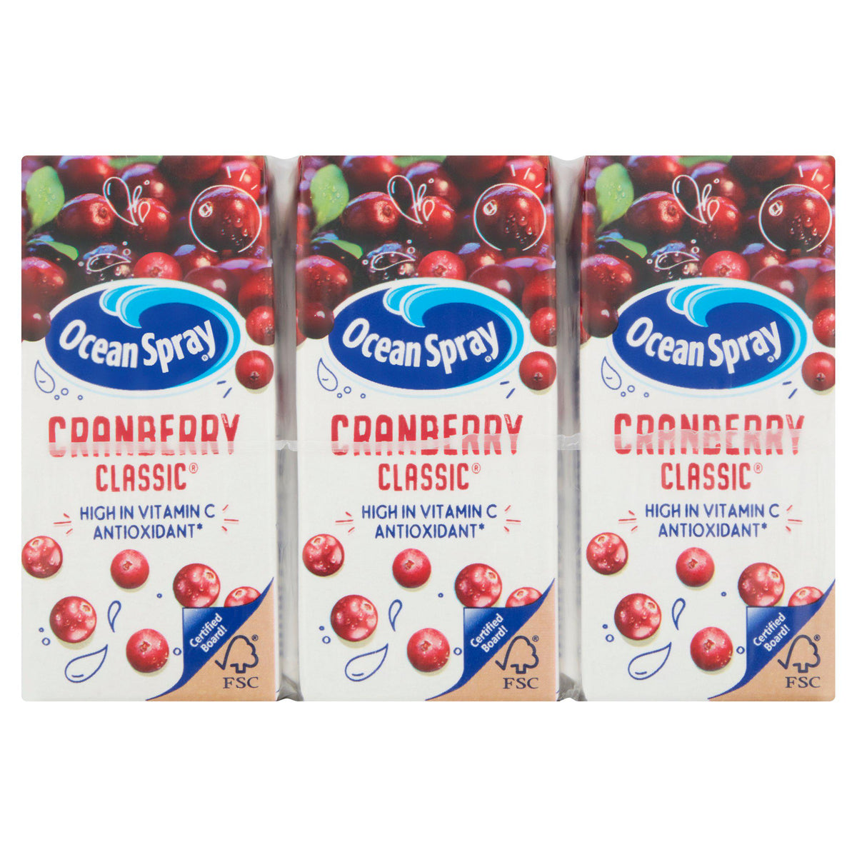 Ocean Spray Cranberry Juice Drink 3x200ml, imported from the UK
