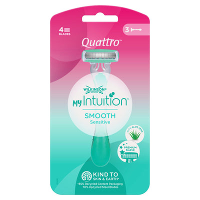 Sainsburys Wilkinson Sword Intuition Quattro Women's Disposable Razors x4- Buy online at McGrocer
