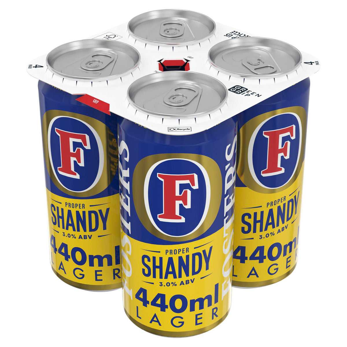 Fosters Proper Lager Shandy Beer Can 4x440ml - British product