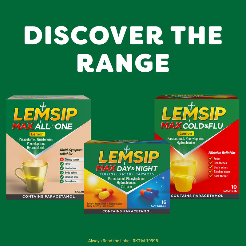 Lemsip Cold & Flu Original Lemon 10 sachets (British brand)