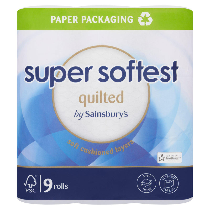 Sainsbury's Super Soft quilted toilet tissue 9 rolls, UK version