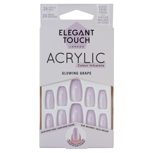 Elegant Touch London Acrylic Colour Infusions 24 Glowing Grape Nails GOODS Sainsburys   