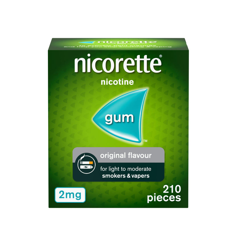 Nicorette gum original flavour 2mg 210 pieces, imported from the UK
