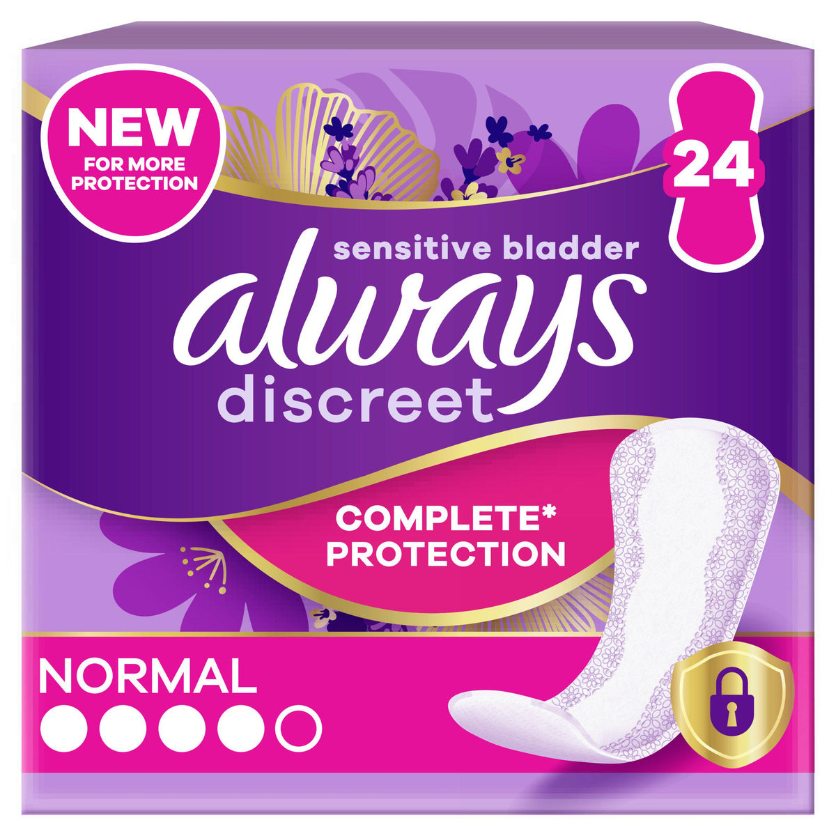Always Discreet incontinence liners normal sensitive bladder 24 pack, UK version