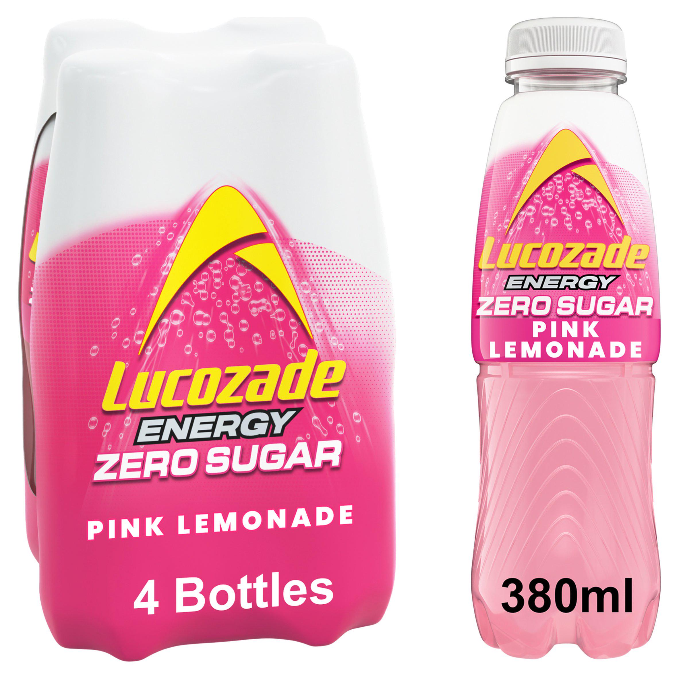 Lucozade Zero Pink Lemonade 4x380ml, imported from the UK