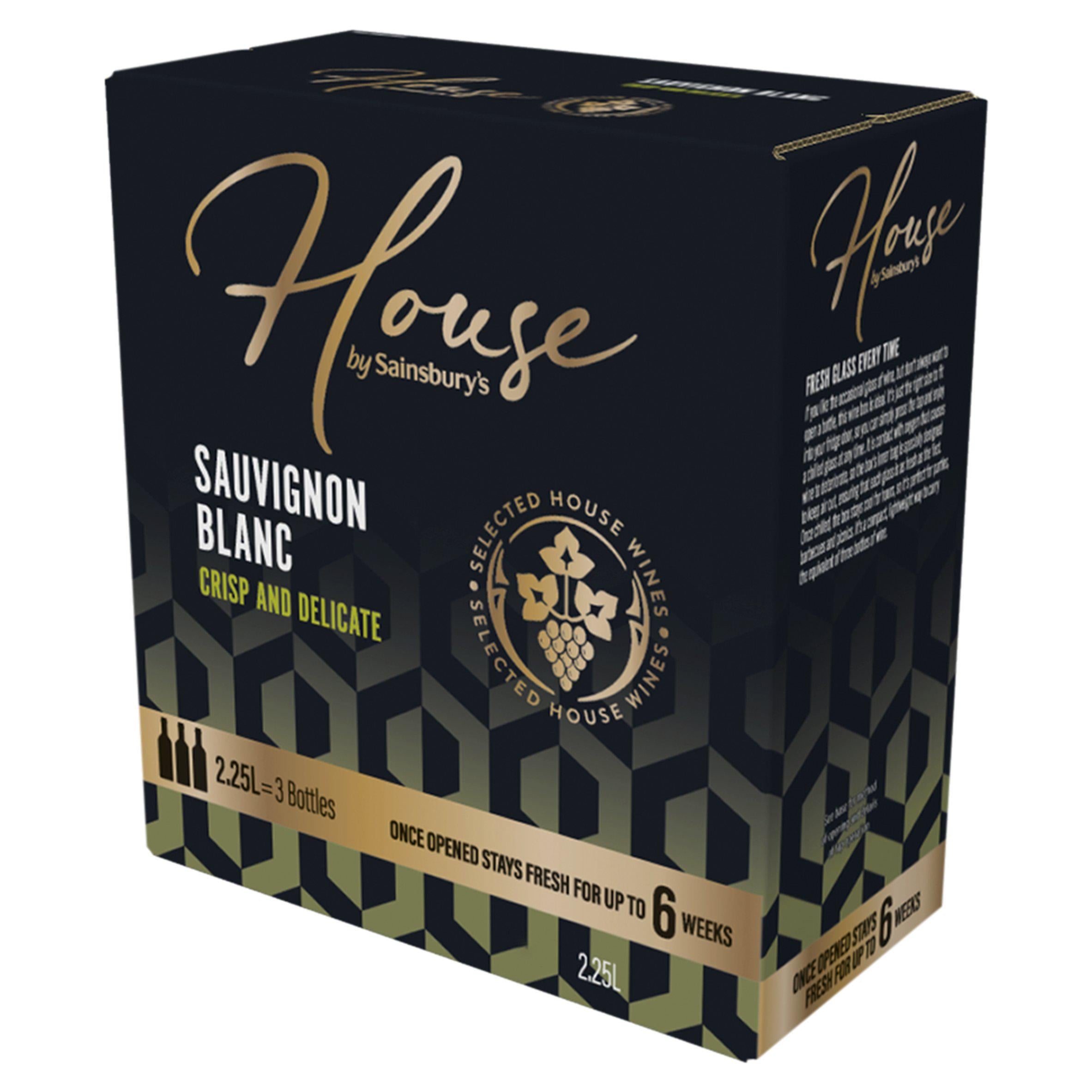 Sainsbury's house Sauvignon Blanc white wine 2.25 litre, UK version