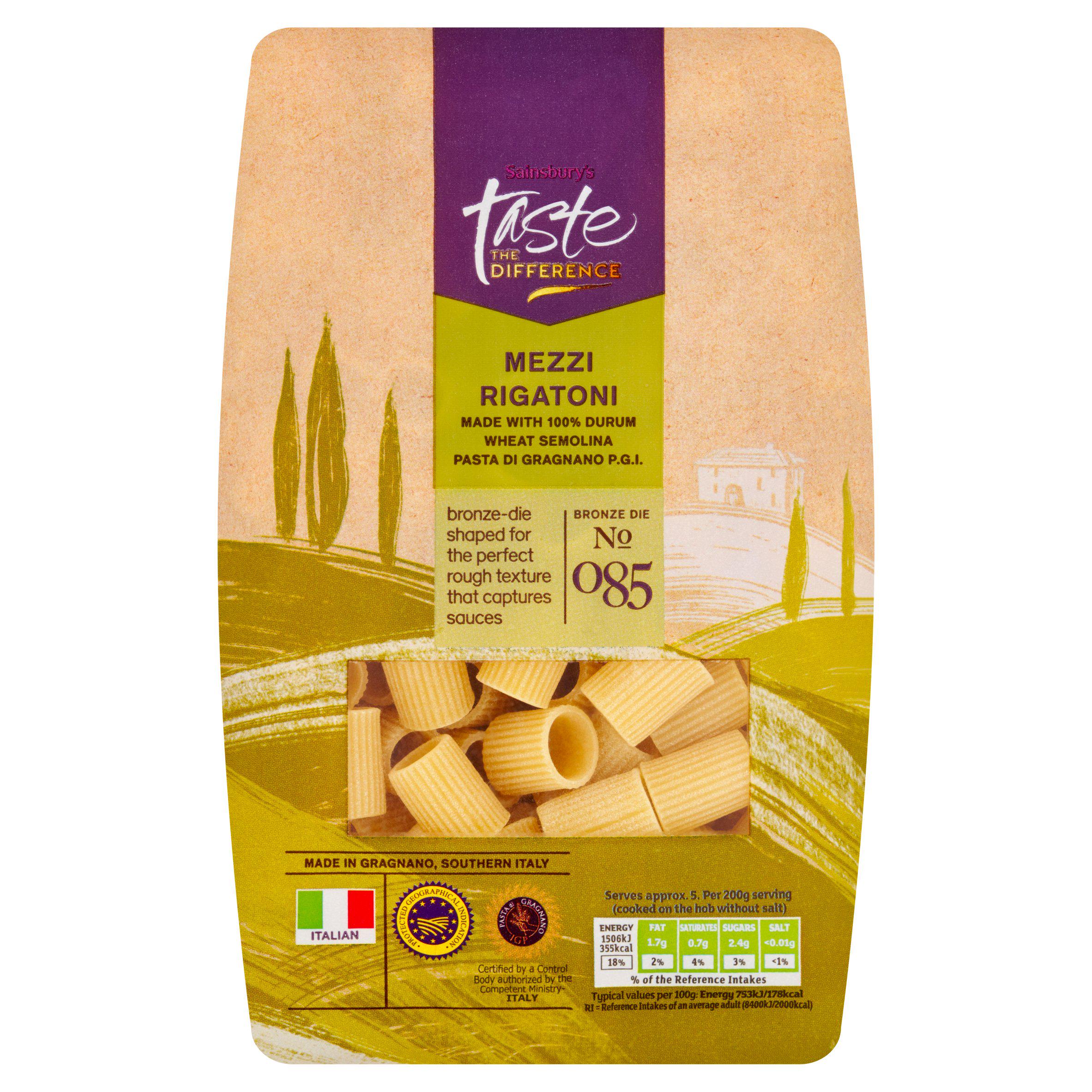Sainsbury's Mezzi Rigatoni pasta 500g (British brand)
