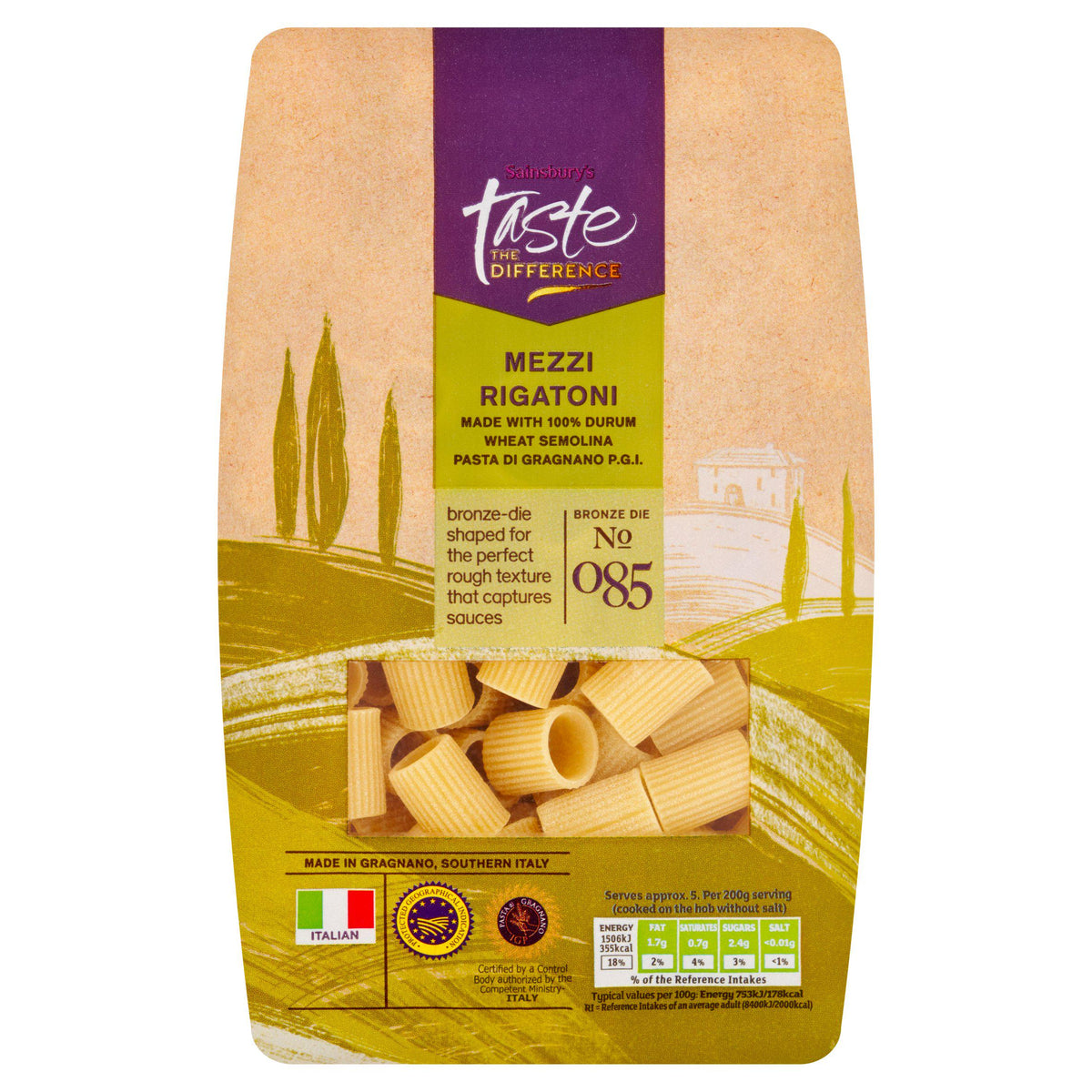 Sainsbury's Mezzi Rigatoni pasta 500g (British brand)