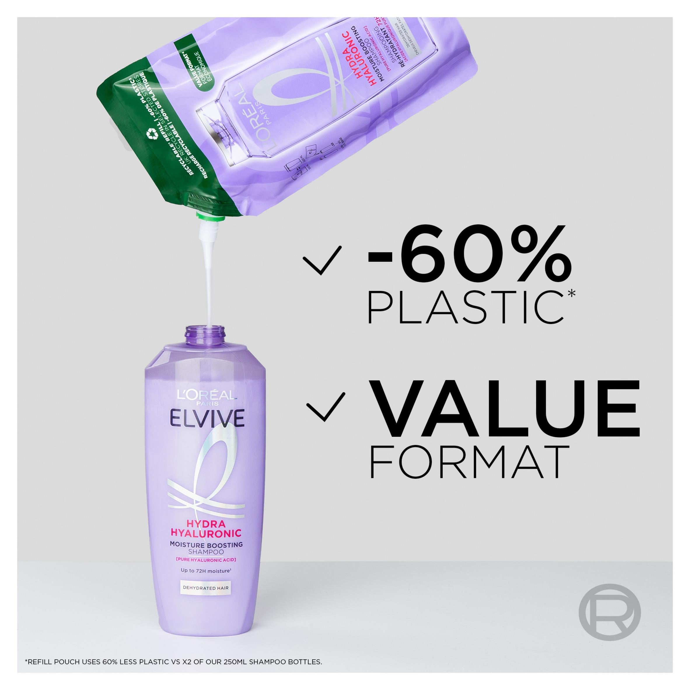 L'Oréal Elvive Hydra Hyaluronic Shampoo 500ml refill pouch, UK version