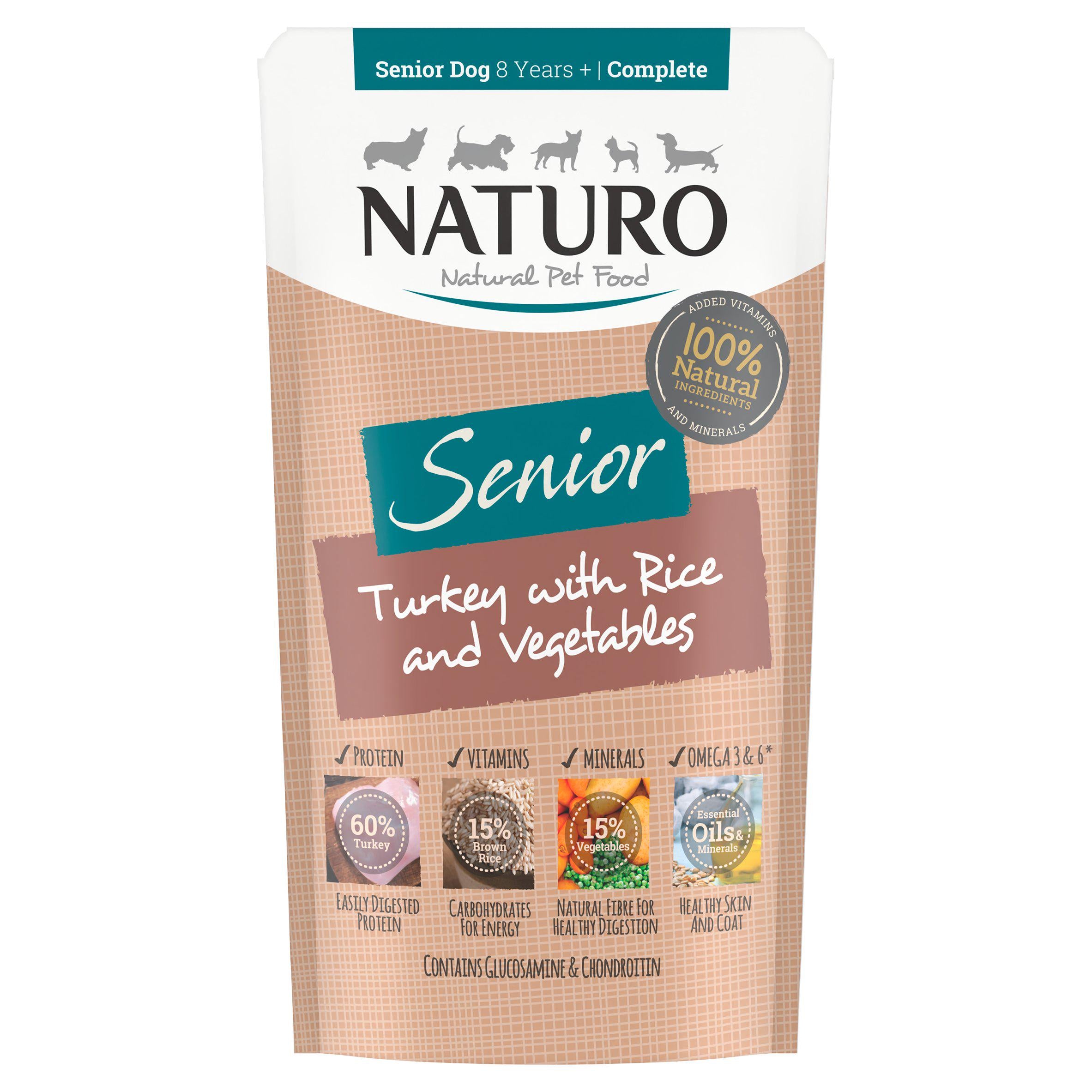 Naturo Natural Pet Food Turkey with Rice & Vegetables Senior Dog 8 Years 150g GOODS Sainsburys   