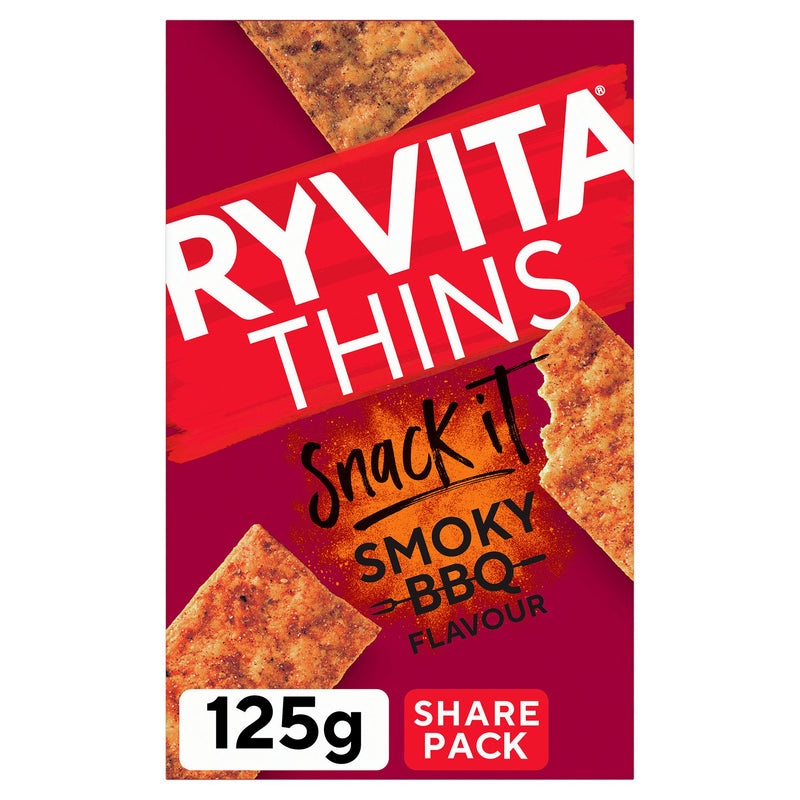 Ryvita flatbread snacks Smoky BBQ 125g, UK version