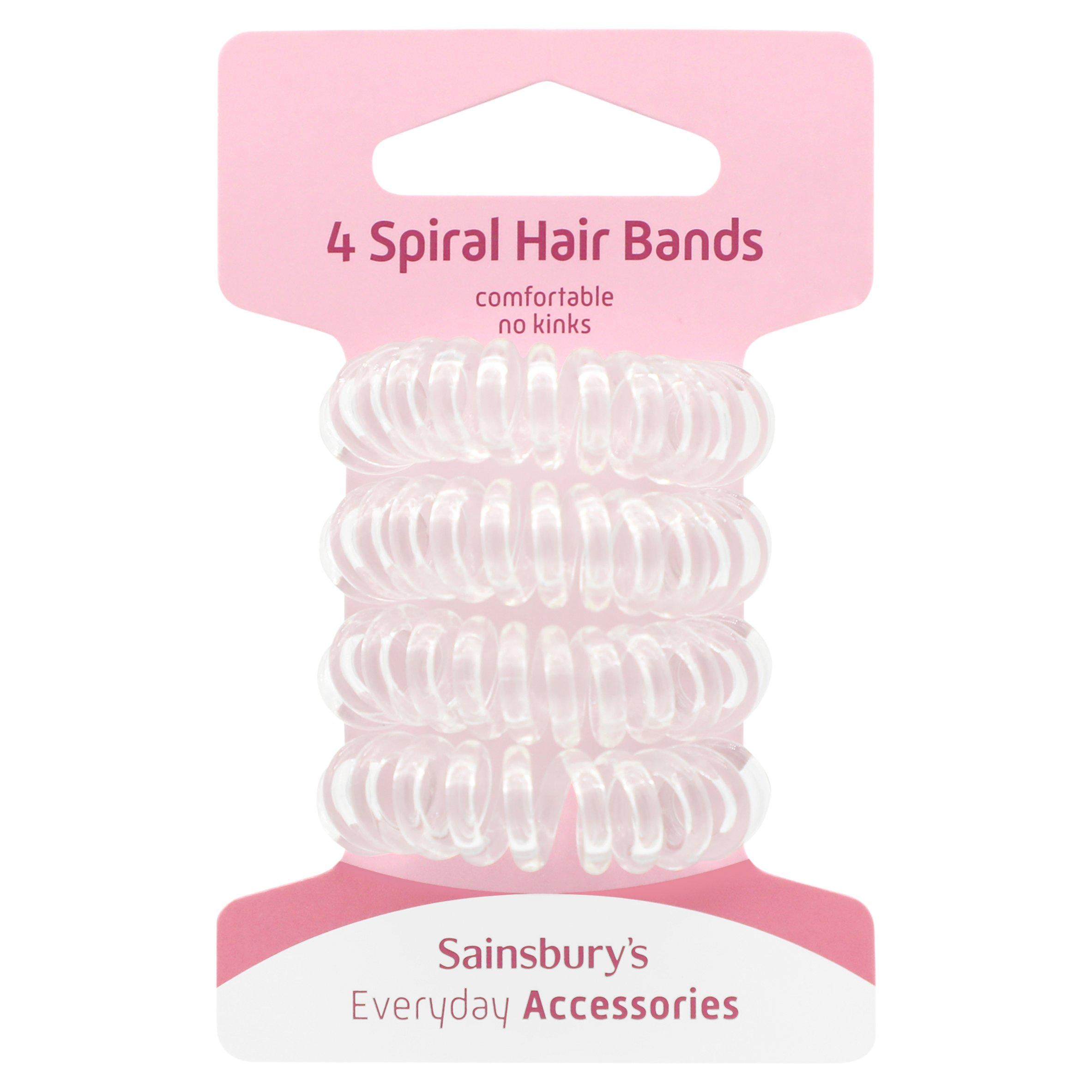 Sainsbury's spiral hair ties clear pack of 4, UK version